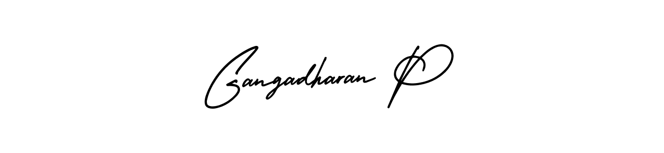 The best way (AmerikaSignatureDemo-Regular) to make a short signature is to pick only two or three words in your name. The name Gangadharan P include a total of six letters. For converting this name. Gangadharan P signature style 3 images and pictures png