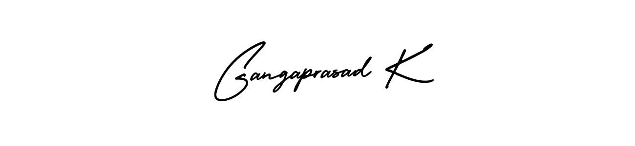 You should practise on your own different ways (AmerikaSignatureDemo-Regular) to write your name (Gangaprasad K) in signature. don't let someone else do it for you. Gangaprasad K signature style 3 images and pictures png