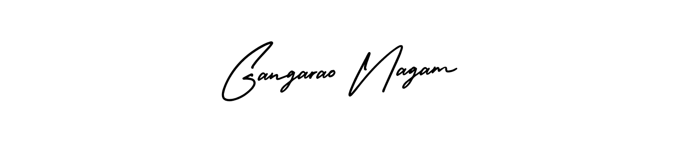 The best way (AmerikaSignatureDemo-Regular) to make a short signature is to pick only two or three words in your name. The name Gangarao Nagam include a total of six letters. For converting this name. Gangarao Nagam signature style 3 images and pictures png