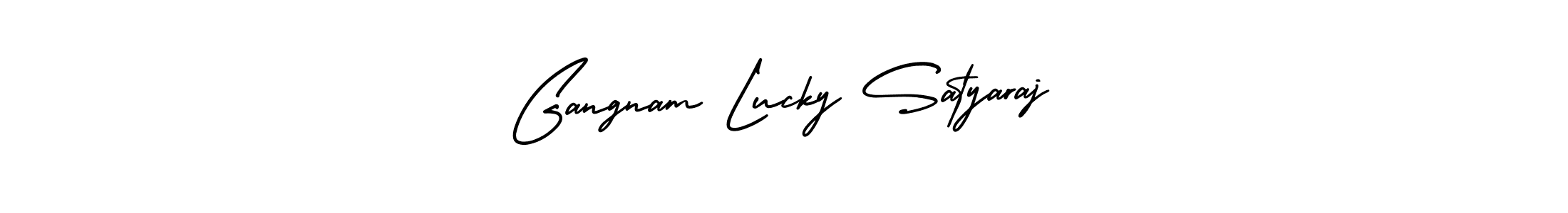 How to make Gangnam Lucky Satyaraj name signature. Use AmerikaSignatureDemo-Regular style for creating short signs online. This is the latest handwritten sign. Gangnam Lucky Satyaraj signature style 3 images and pictures png