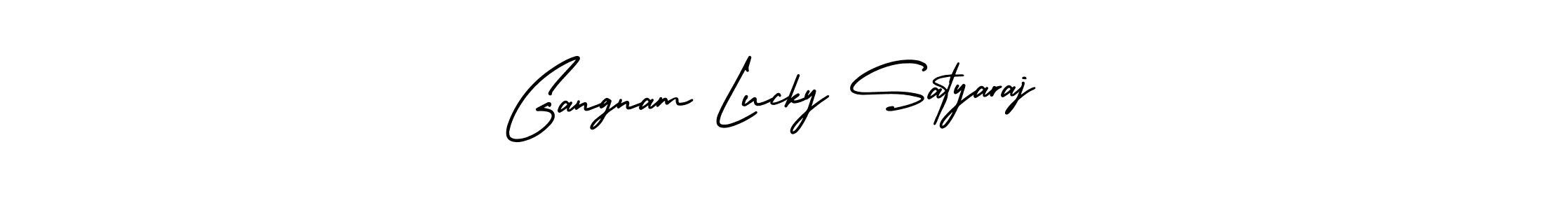 How to make Gangnam Lucky Satyaraj name signature. Use AmerikaSignatureDemo-Regular style for creating short signs online. This is the latest handwritten sign. Gangnam Lucky Satyaraj signature style 3 images and pictures png