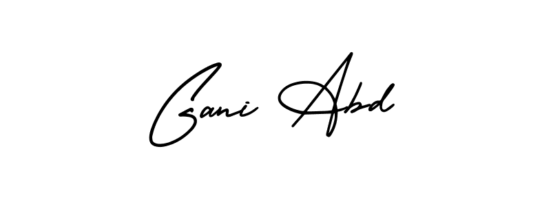 The best way (AmerikaSignatureDemo-Regular) to make a short signature is to pick only two or three words in your name. The name Gani Abd include a total of six letters. For converting this name. Gani Abd signature style 3 images and pictures png