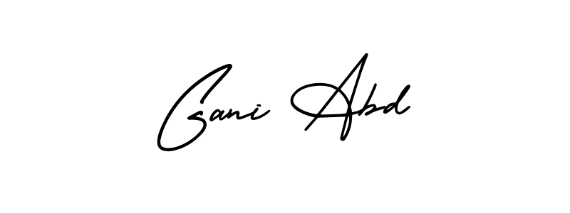 The best way (AmerikaSignatureDemo-Regular) to make a short signature is to pick only two or three words in your name. The name Gani Abd include a total of six letters. For converting this name. Gani Abd signature style 3 images and pictures png