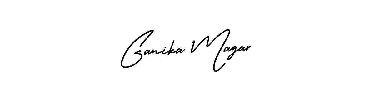 AmerikaSignatureDemo-Regular is a professional signature style that is perfect for those who want to add a touch of class to their signature. It is also a great choice for those who want to make their signature more unique. Get Ganika Magar name to fancy signature for free. Ganika Magar signature style 3 images and pictures png
