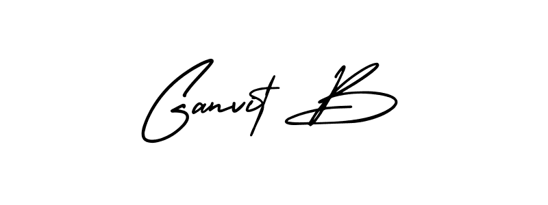 The best way (AmerikaSignatureDemo-Regular) to make a short signature is to pick only two or three words in your name. The name Ganvit B include a total of six letters. For converting this name. Ganvit B signature style 3 images and pictures png