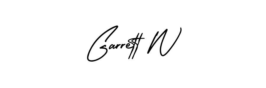 You should practise on your own different ways (AmerikaSignatureDemo-Regular) to write your name (Garrett W) in signature. don't let someone else do it for you. Garrett W signature style 3 images and pictures png