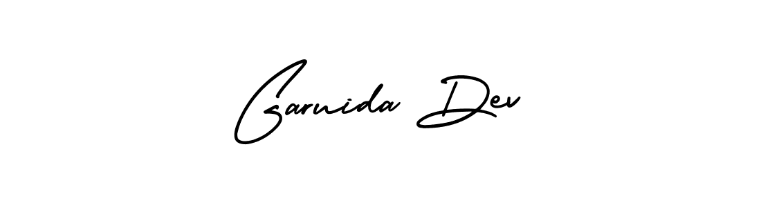 You should practise on your own different ways (AmerikaSignatureDemo-Regular) to write your name (Garuida Dev) in signature. don't let someone else do it for you. Garuida Dev signature style 3 images and pictures png