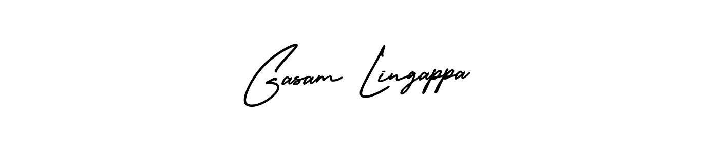 The best way (AmerikaSignatureDemo-Regular) to make a short signature is to pick only two or three words in your name. The name Gasam Lingappa include a total of six letters. For converting this name. Gasam Lingappa signature style 3 images and pictures png