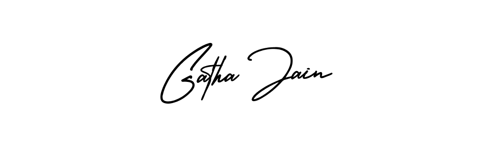 Similarly AmerikaSignatureDemo-Regular is the best handwritten signature design. Signature creator online .You can use it as an online autograph creator for name Gatha Jain. Gatha Jain signature style 3 images and pictures png