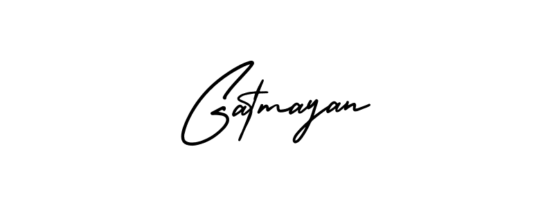 The best way (AmerikaSignatureDemo-Regular) to make a short signature is to pick only two or three words in your name. The name Gatmayan include a total of six letters. For converting this name. Gatmayan signature style 3 images and pictures png