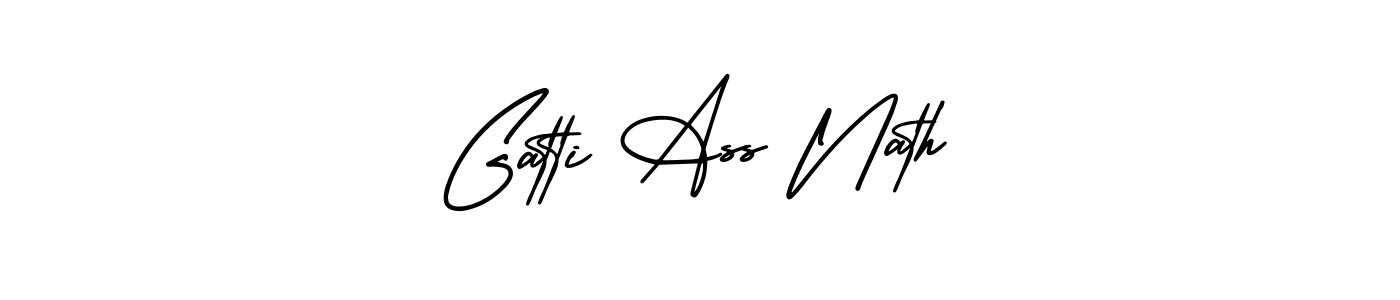 You should practise on your own different ways (AmerikaSignatureDemo-Regular) to write your name (Gatti Ass Nath) in signature. don't let someone else do it for you. Gatti Ass Nath signature style 3 images and pictures png