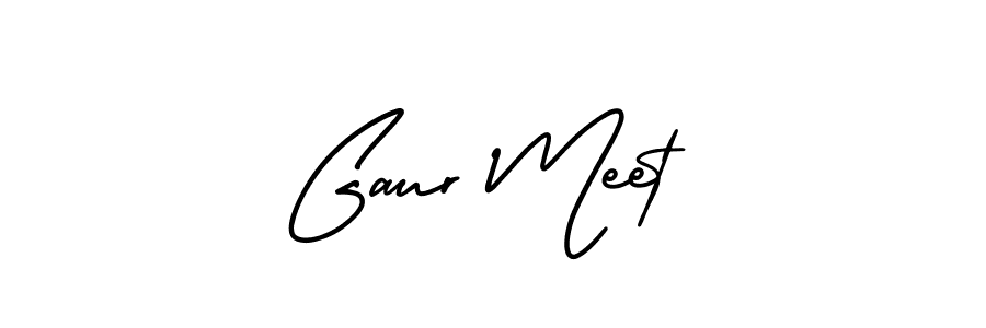 You should practise on your own different ways (AmerikaSignatureDemo-Regular) to write your name (Gaur Meet) in signature. don't let someone else do it for you. Gaur Meet signature style 3 images and pictures png