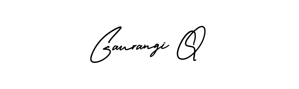 How to make Gaurangi Q name signature. Use AmerikaSignatureDemo-Regular style for creating short signs online. This is the latest handwritten sign. Gaurangi Q signature style 3 images and pictures png