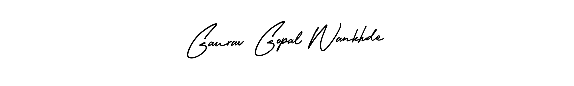 This is the best signature style for the Gaurav Gopal Wankhde name. Also you like these signature font (AmerikaSignatureDemo-Regular). Mix name signature. Gaurav Gopal Wankhde signature style 3 images and pictures png