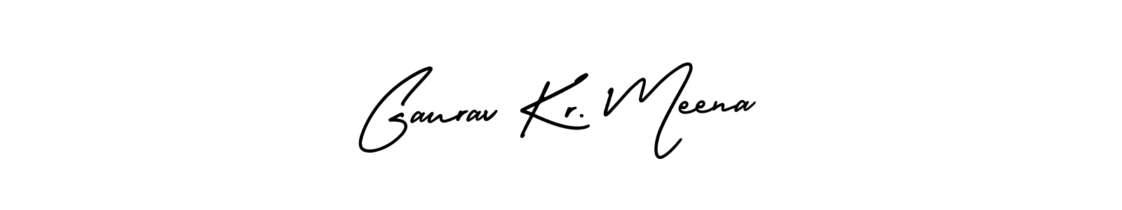 The best way (AmerikaSignatureDemo-Regular) to make a short signature is to pick only two or three words in your name. The name Gaurav Kr. Meena include a total of six letters. For converting this name. Gaurav Kr. Meena signature style 3 images and pictures png