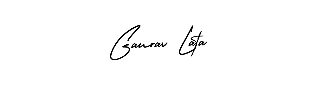 This is the best signature style for the Gaurav Lata name. Also you like these signature font (AmerikaSignatureDemo-Regular). Mix name signature. Gaurav Lata signature style 3 images and pictures png