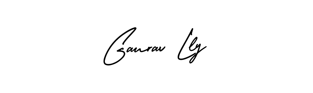 You should practise on your own different ways (AmerikaSignatureDemo-Regular) to write your name (Gaurav Lly) in signature. don't let someone else do it for you. Gaurav Lly signature style 3 images and pictures png