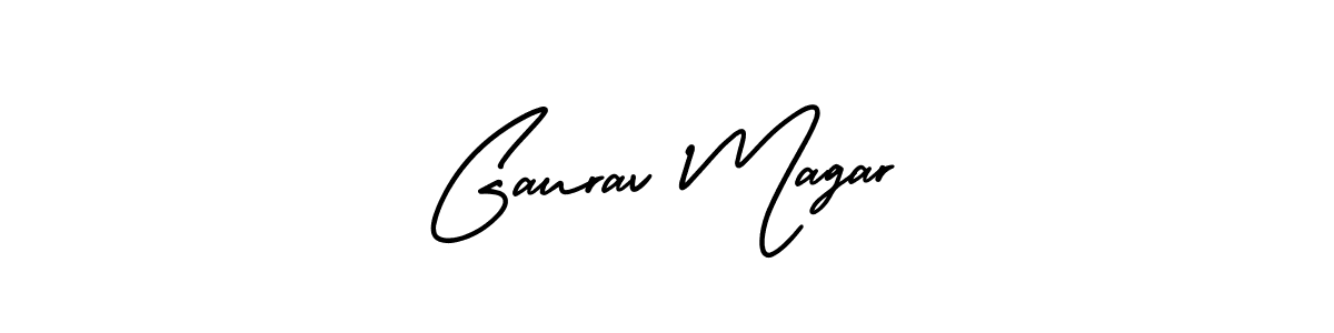 The best way (AmerikaSignatureDemo-Regular) to make a short signature is to pick only two or three words in your name. The name Gaurav Magar include a total of six letters. For converting this name. Gaurav Magar signature style 3 images and pictures png