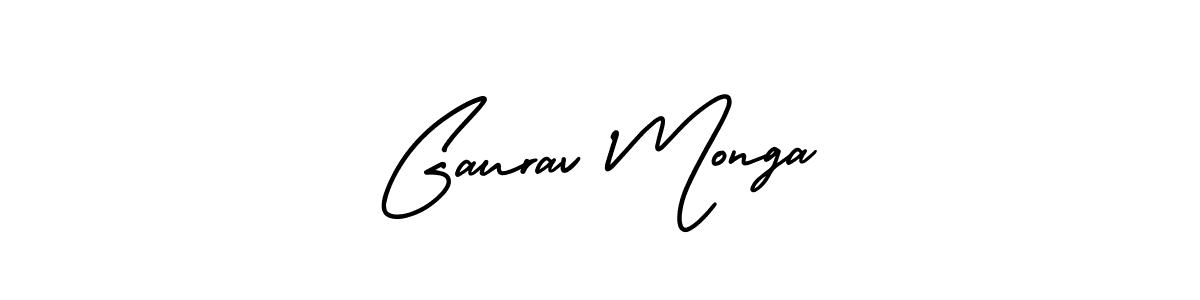 How to make Gaurav Monga name signature. Use AmerikaSignatureDemo-Regular style for creating short signs online. This is the latest handwritten sign. Gaurav Monga signature style 3 images and pictures png