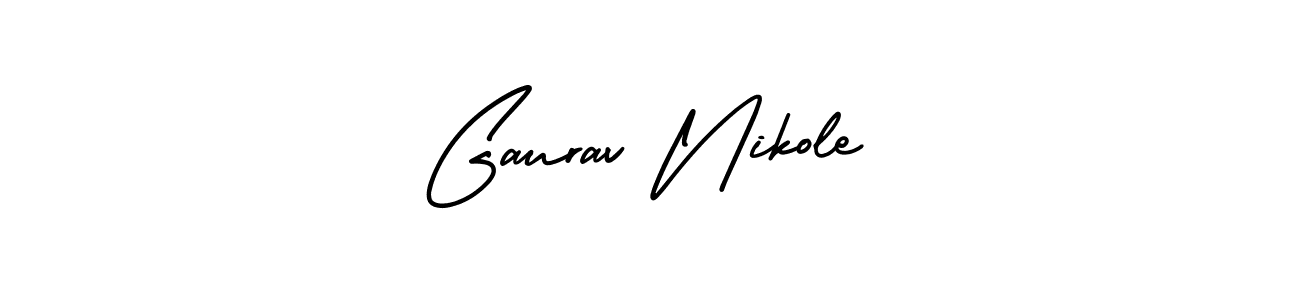 How to make Gaurav Nikole name signature. Use AmerikaSignatureDemo-Regular style for creating short signs online. This is the latest handwritten sign. Gaurav Nikole signature style 3 images and pictures png