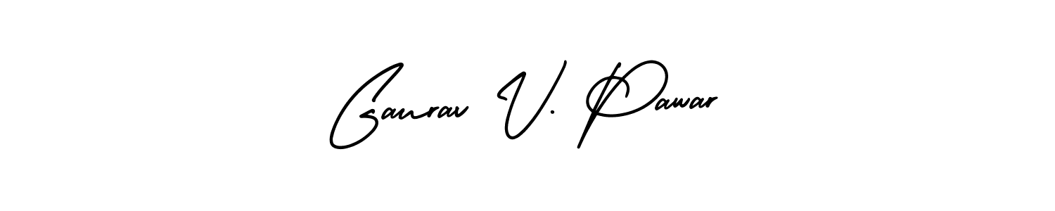 This is the best signature style for the Gaurav V. Pawar name. Also you like these signature font (AmerikaSignatureDemo-Regular). Mix name signature. Gaurav V. Pawar signature style 3 images and pictures png