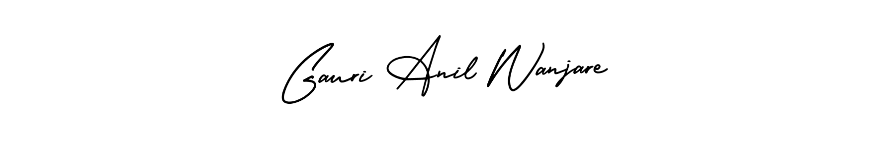 if you are searching for the best signature style for your name Gauri Anil Wanjare. so please give up your signature search. here we have designed multiple signature styles  using AmerikaSignatureDemo-Regular. Gauri Anil Wanjare signature style 3 images and pictures png