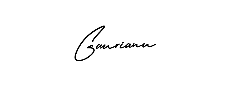 You should practise on your own different ways (AmerikaSignatureDemo-Regular) to write your name (Gaurianu) in signature. don't let someone else do it for you. Gaurianu signature style 3 images and pictures png