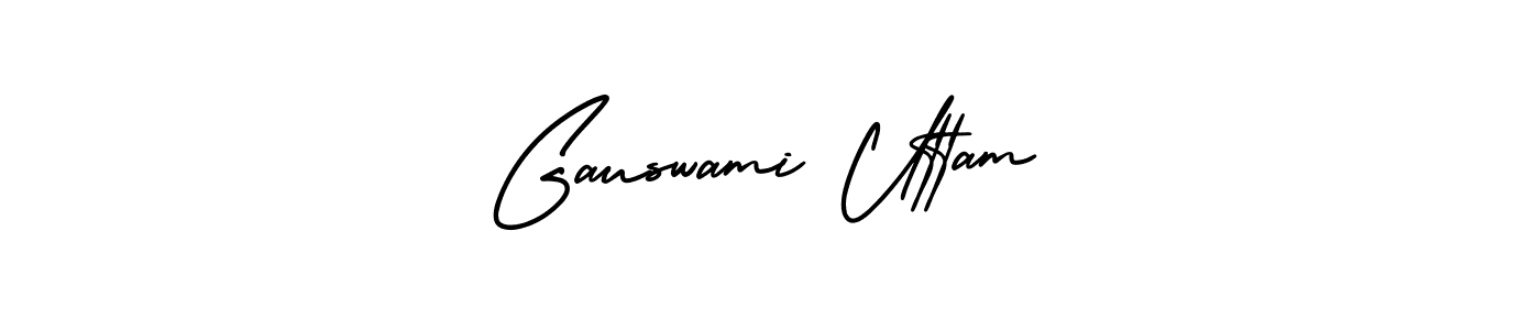 Make a short Gauswami Uttam signature style. Manage your documents anywhere anytime using AmerikaSignatureDemo-Regular. Create and add eSignatures, submit forms, share and send files easily. Gauswami Uttam signature style 3 images and pictures png