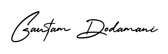 Designed for modern professionals: Gautam Dodamani name signature crafted with AmerikaSignatureDemo-Regular script. Ready for digital PDF workflows. Gautam Dodamani signature style 3 images and pictures png