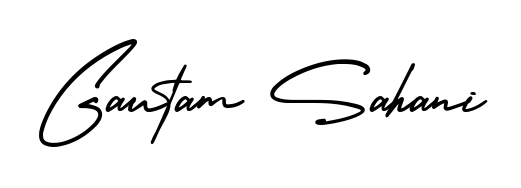 A classic penmanship look for Gautam Sahani. The AmerikaSignatureDemo-Regular font brings timeless elegance and confidence to every signed document. Gautam Sahani signature style 3 images and pictures png