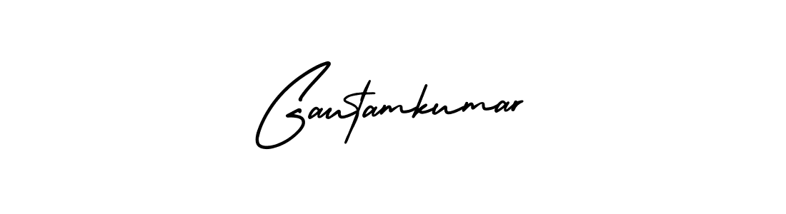 The best way (AmerikaSignatureDemo-Regular) to make a short signature is to pick only two or three words in your name. The name Gautamkumar include a total of six letters. For converting this name. Gautamkumar signature style 3 images and pictures png