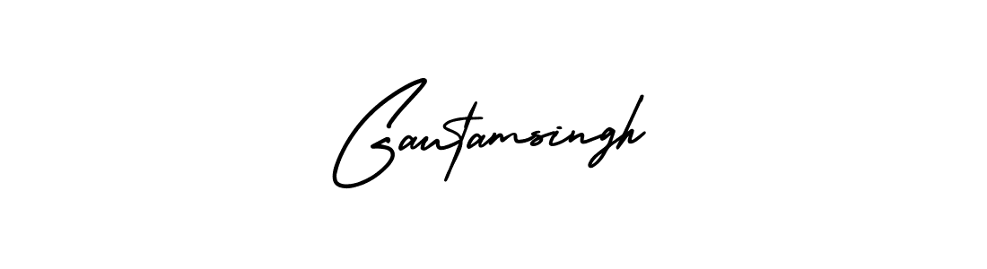 You should practise on your own different ways (AmerikaSignatureDemo-Regular) to write your name (Gautamsingh) in signature. don't let someone else do it for you. Gautamsingh signature style 3 images and pictures png