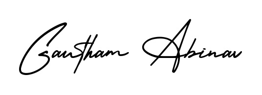 Create your official email sign-off with Gautham Abinav name in AmerikaSignatureDemo-Regular style. Crisp, clean, and perfectly legible across all screens. Gautham Abinav signature style 3 images and pictures png