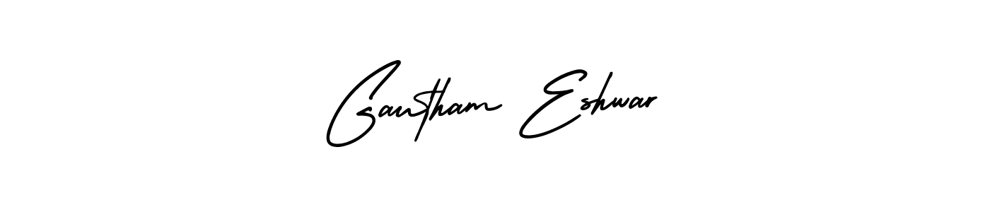 How to make Gautham Eshwar name signature. Use AmerikaSignatureDemo-Regular style for creating short signs online. This is the latest handwritten sign. Gautham Eshwar signature style 3 images and pictures png