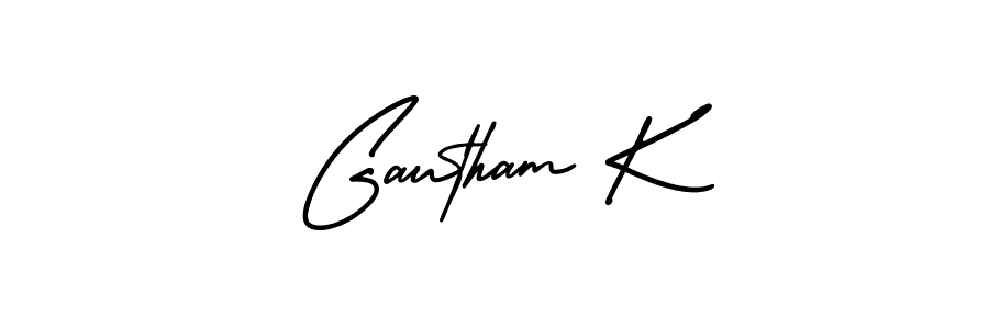 Use a signature maker to create a handwritten signature online. With this signature software, you can design (AmerikaSignatureDemo-Regular) your own signature for name Gautham K. Gautham K signature style 3 images and pictures png