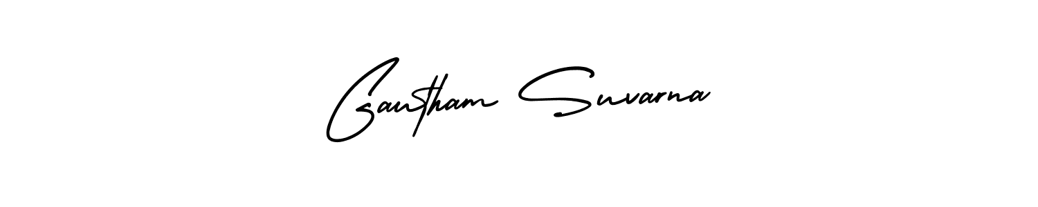 Create a beautiful signature design for name Gautham Suvarna. With this signature (AmerikaSignatureDemo-Regular) fonts, you can make a handwritten signature for free. Gautham Suvarna signature style 3 images and pictures png