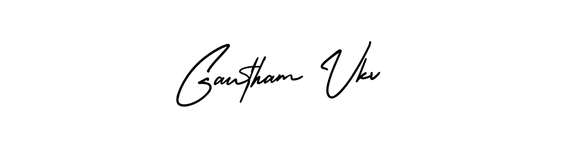 Use a signature maker to create a handwritten signature online. With this signature software, you can design (AmerikaSignatureDemo-Regular) your own signature for name Gautham Vkv. Gautham Vkv signature style 3 images and pictures png