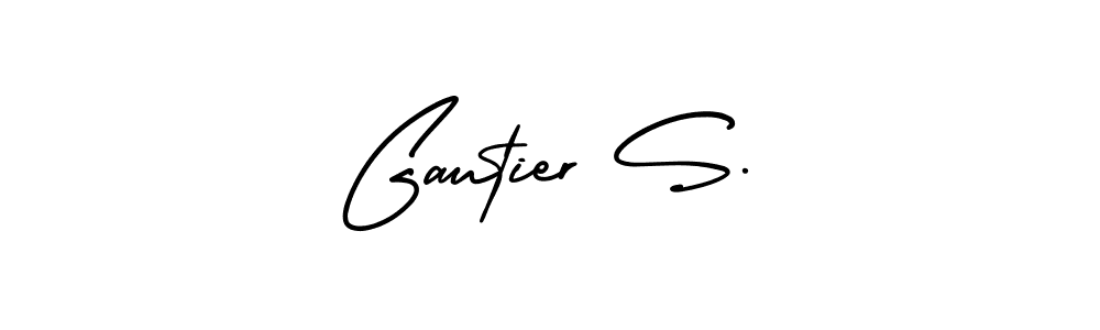 You should practise on your own different ways (AmerikaSignatureDemo-Regular) to write your name (Gautier S.) in signature. don't let someone else do it for you. Gautier S. signature style 3 images and pictures png