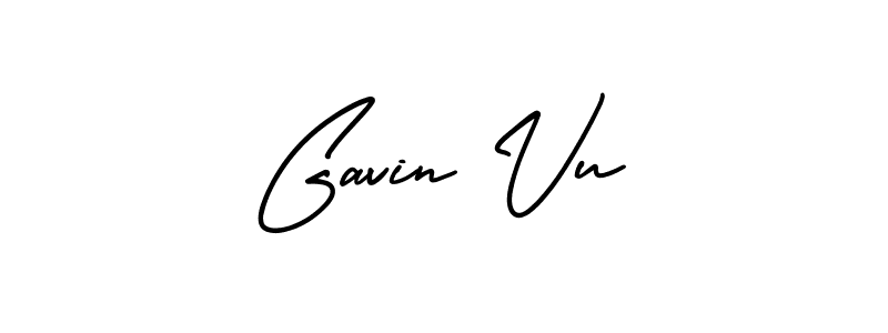 How to make Gavin Vu name signature. Use AmerikaSignatureDemo-Regular style for creating short signs online. This is the latest handwritten sign. Gavin Vu signature style 3 images and pictures png