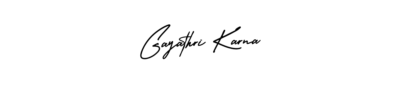 You should practise on your own different ways (AmerikaSignatureDemo-Regular) to write your name (Gayathri Karna) in signature. don't let someone else do it for you. Gayathri Karna signature style 3 images and pictures png