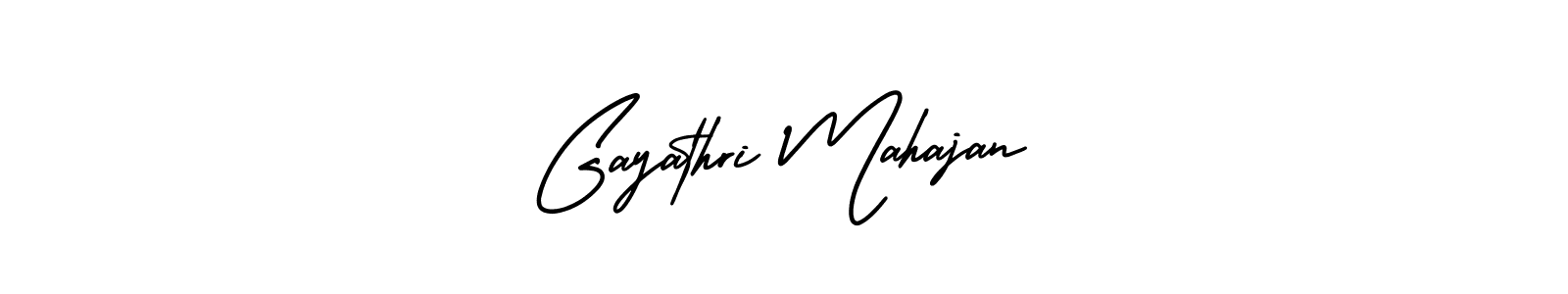 The best way (AmerikaSignatureDemo-Regular) to make a short signature is to pick only two or three words in your name. The name Gayathri Mahajan include a total of six letters. For converting this name. Gayathri Mahajan signature style 3 images and pictures png
