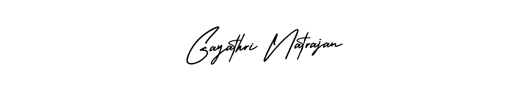 The best way (AmerikaSignatureDemo-Regular) to make a short signature is to pick only two or three words in your name. The name Gayathri Natrajan include a total of six letters. For converting this name. Gayathri Natrajan signature style 3 images and pictures png