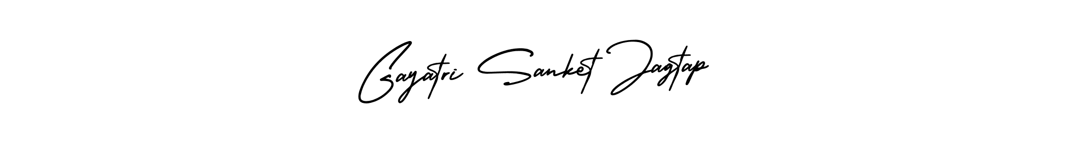 The best way (AmerikaSignatureDemo-Regular) to make a short signature is to pick only two or three words in your name. The name Gayatri Sanket Jagtap include a total of six letters. For converting this name. Gayatri Sanket Jagtap signature style 3 images and pictures png