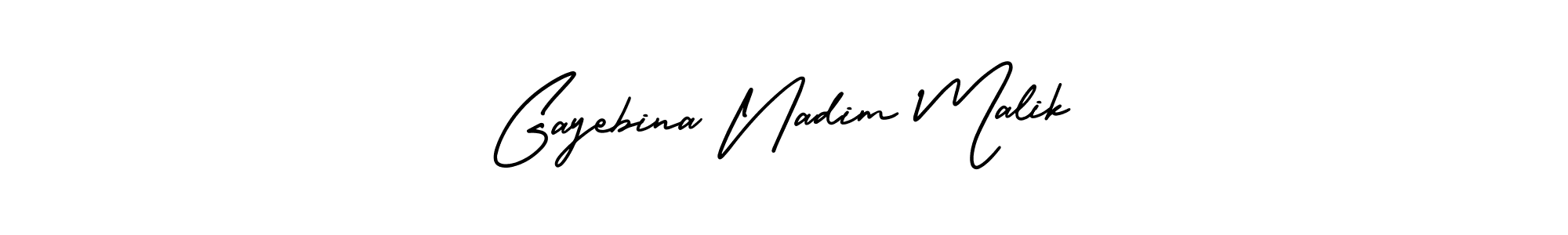 This is the best signature style for the Gayebina Nadim Malik name. Also you like these signature font (AmerikaSignatureDemo-Regular). Mix name signature. Gayebina Nadim Malik signature style 3 images and pictures png