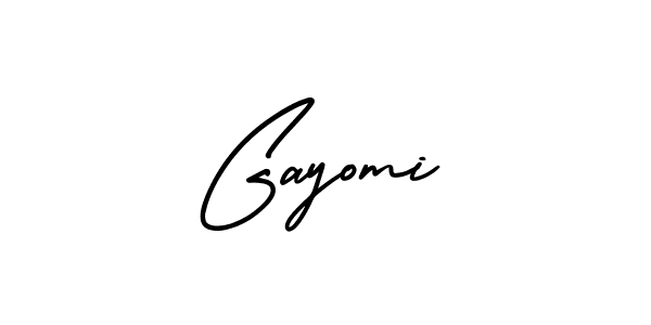 Use a signature maker to create a handwritten signature online. With this signature software, you can design (AmerikaSignatureDemo-Regular) your own signature for name Gayomi. Gayomi signature style 3 images and pictures png