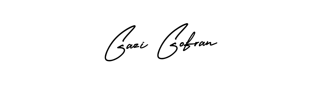 The best way (AmerikaSignatureDemo-Regular) to make a short signature is to pick only two or three words in your name. The name Gazi Gofran include a total of six letters. For converting this name. Gazi Gofran signature style 3 images and pictures png