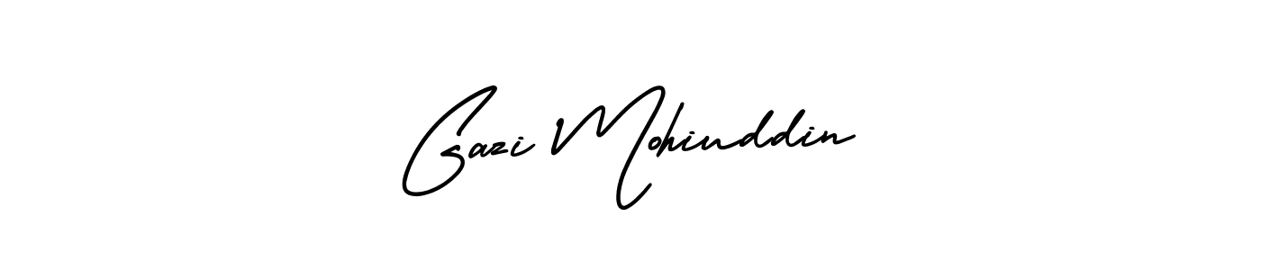 How to make Gazi Mohiuddin name signature. Use AmerikaSignatureDemo-Regular style for creating short signs online. This is the latest handwritten sign. Gazi Mohiuddin signature style 3 images and pictures png