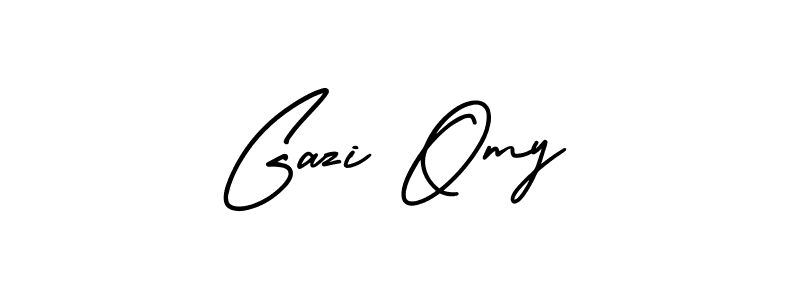 Gazi Omy stylish signature style. Best Handwritten Sign (AmerikaSignatureDemo-Regular) for my name. Handwritten Signature Collection Ideas for my name Gazi Omy. Gazi Omy signature style 3 images and pictures png