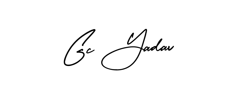 You should practise on your own different ways (AmerikaSignatureDemo-Regular) to write your name (Gc Yadav) in signature. don't let someone else do it for you. Gc Yadav signature style 3 images and pictures png