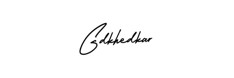 You should practise on your own different ways (AmerikaSignatureDemo-Regular) to write your name (Gdkhedkar) in signature. don't let someone else do it for you. Gdkhedkar signature style 3 images and pictures png